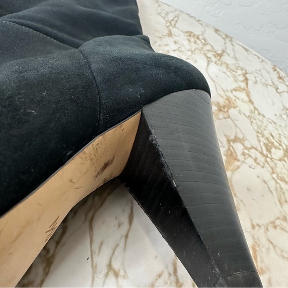 SOMETHING NAVY ‘PARKER’ BLACK SUEDE LEATHER TALL HEELED BOOTS SIZE 9.5 - Picture 5 of 9